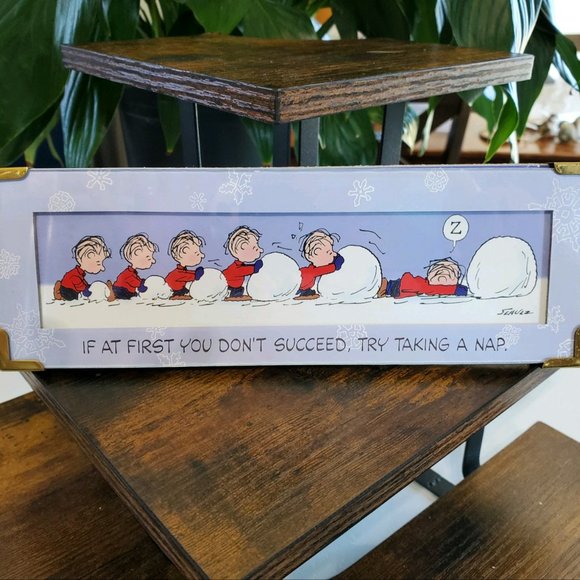 Hallmark Peanuts Gallery “Don’t Give Up!" Comic Strip Sign LINUS - Picture 1 of 9